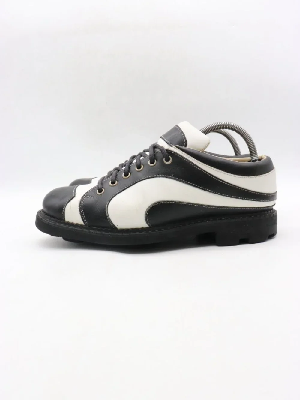 John Fluevog 7th Heaven Angel Men's Size 8.5 Derby Oxfords Black White Lace Up